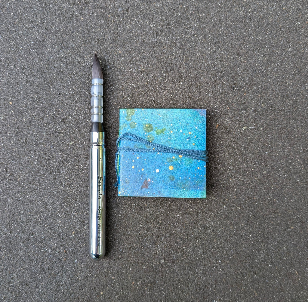 Tiny Blue Watercolor Sketchbook + Travel Brush