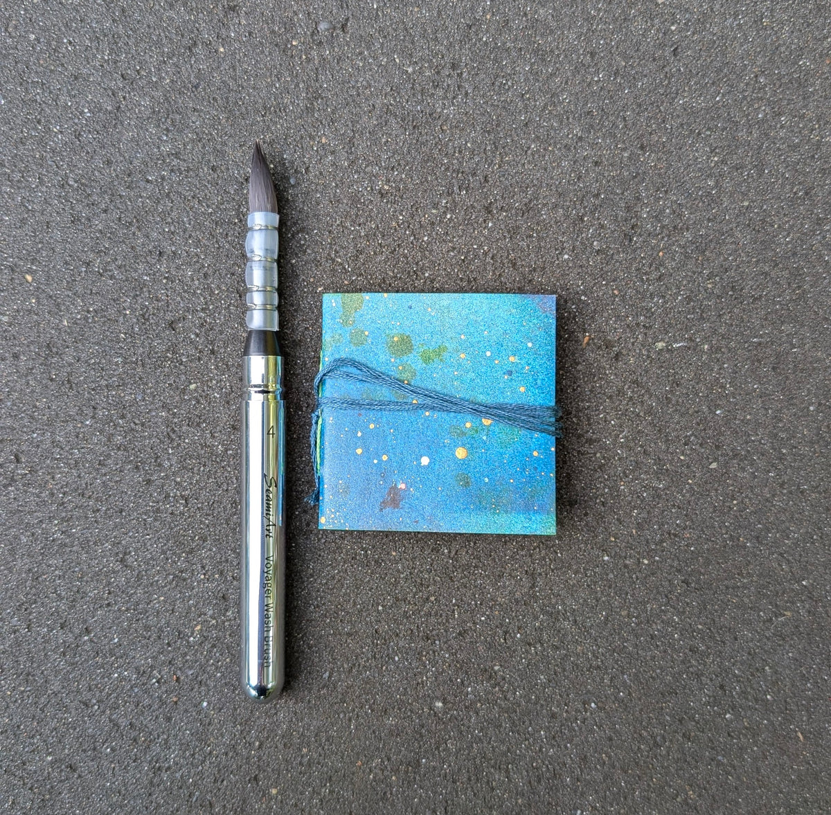 Tiny Blue Watercolor Sketchbook + Travel Brush