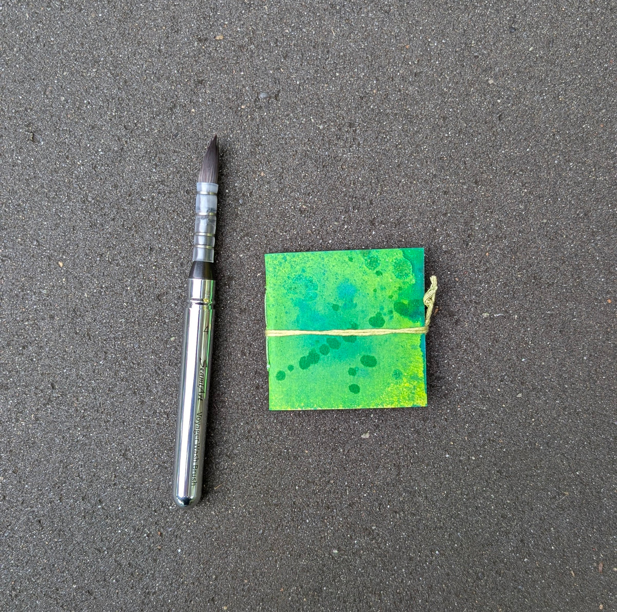 Tiny Green Watercolor Sketchbook + Travel Brush