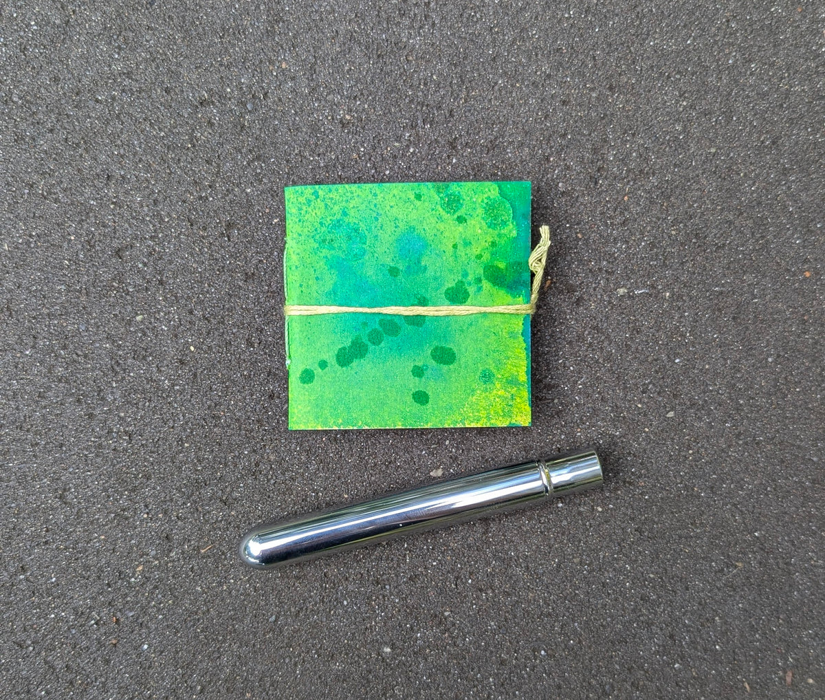 Tiny Green Watercolor Sketchbook + Travel Brush