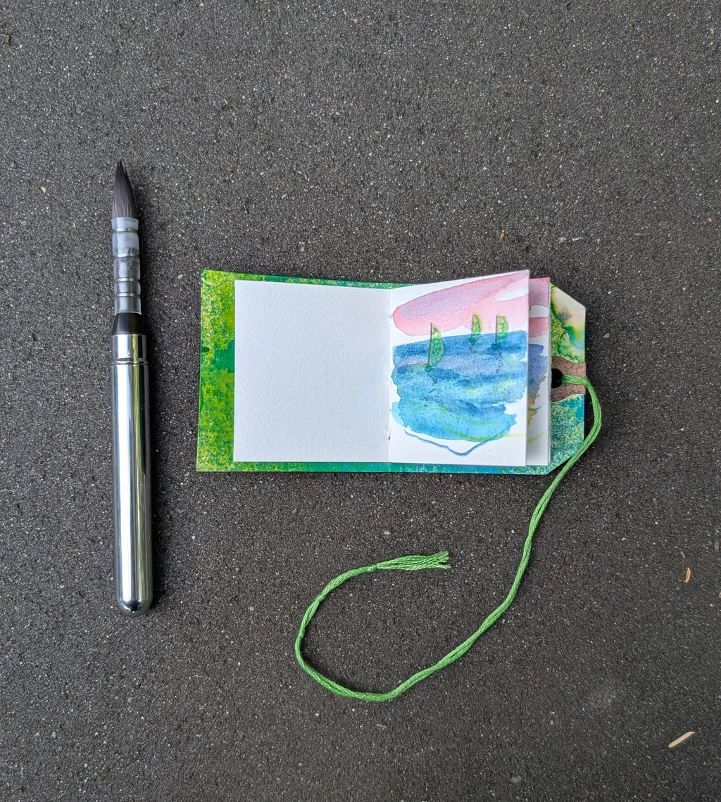 Tiny Blue Watercolor Sketchbook + Travel Brush