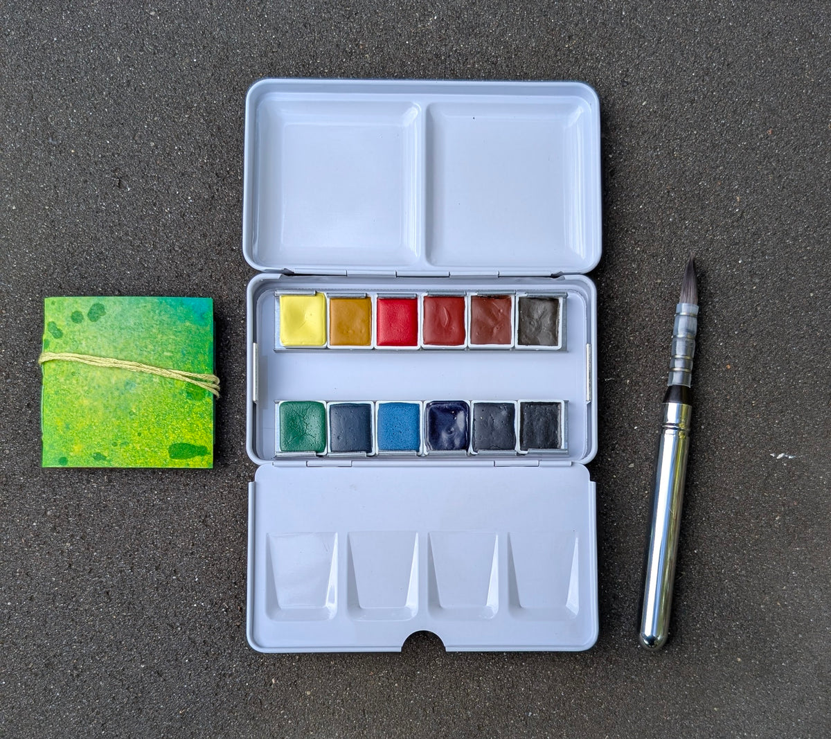 Tiny Blue Watercolor Sketchbook + Travel Brush