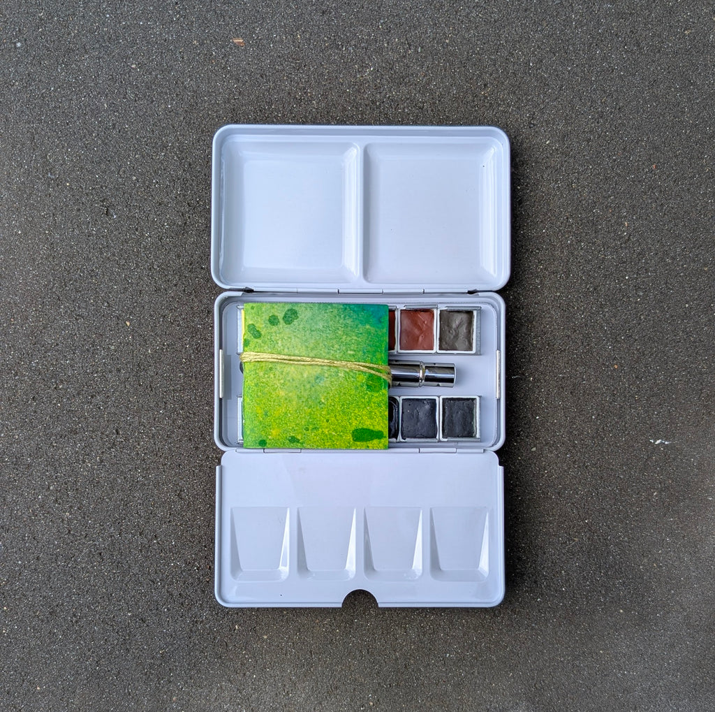 Tiny Blue Watercolor Sketchbook + Travel Brush